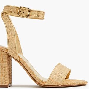 J. Crew Factory Raffia peep-toe block heel sandals.